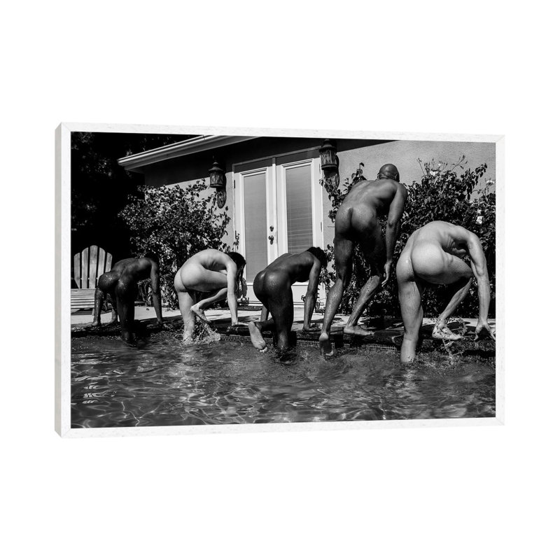 Pool Party - Print on Canvas, 66.04cm H x 101.6cm W x 3.81cm D, White Framed