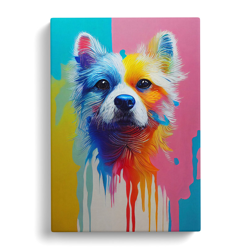 Painted Dog No.3 - Wrapped Canvas Painting, 50cm H x 35cm W x 3cm D
