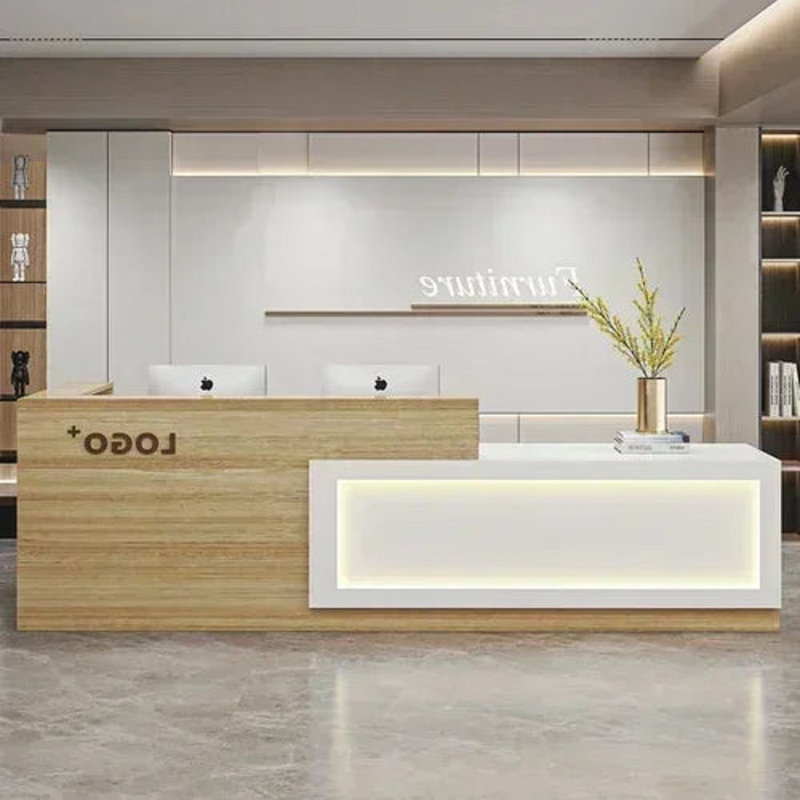 Cherril Reception Desk, 75cm H x 180cm W x 60cm D, Brown