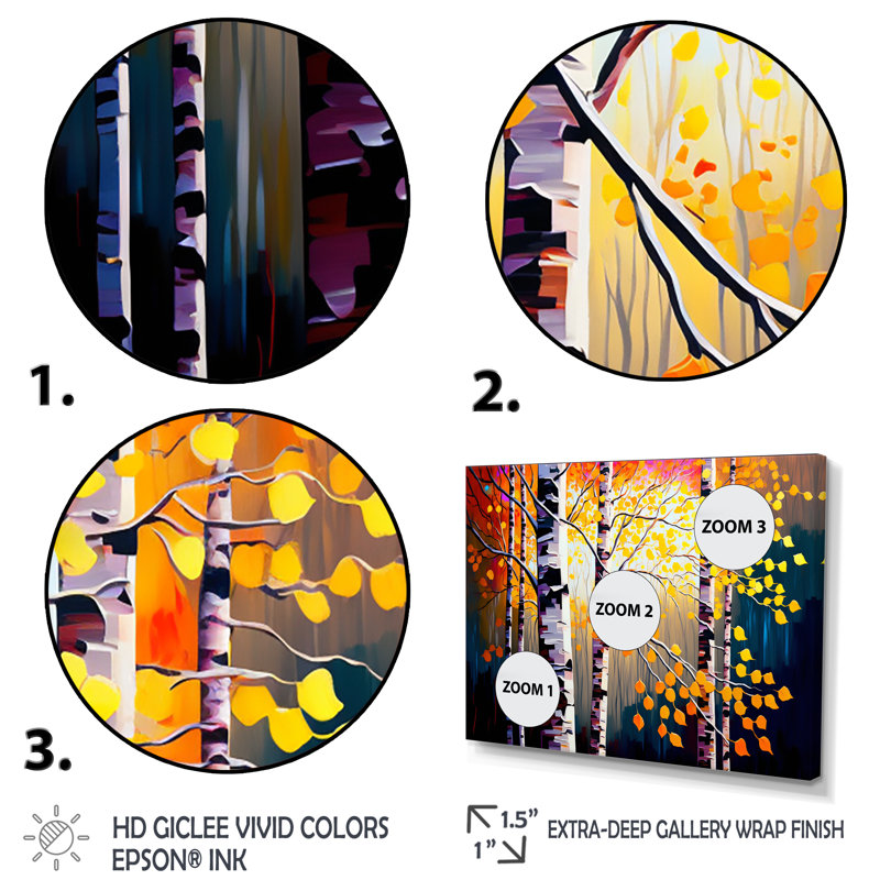 «Autumn Birch Trees Forest I», art mural sur toile, H 30 po x l 40 po x P 1,5 po, Toile tendue