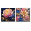 Pivoine rose avec feuilles dorées - ensemble de 2 collages carrés coquelicots-101845023-101845022