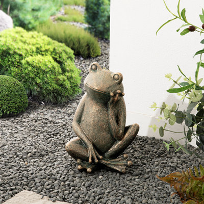 12''H MGO Bronze Sitting Frog Statue