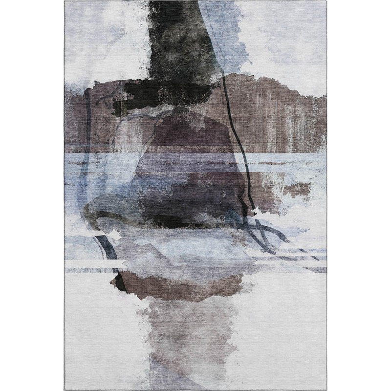 Premium Machine Washable Mayfield Abstract Rug, 3' x 5', Brown