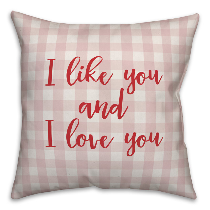  Coussin décoratif «I Like You And I Love You», Rose / Rouge, Coussin décoratif