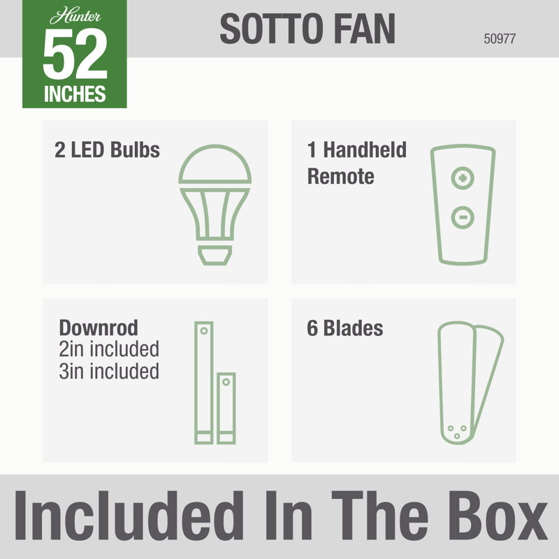 Sotto 52" Brushed Nickel Modern Ceiling Fan with LED Light and Remote