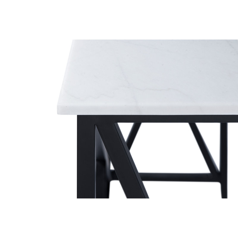 Medallion 60'' Console Table, Flat Black, Carrera Marble, 36"H x 60"W x 15"D