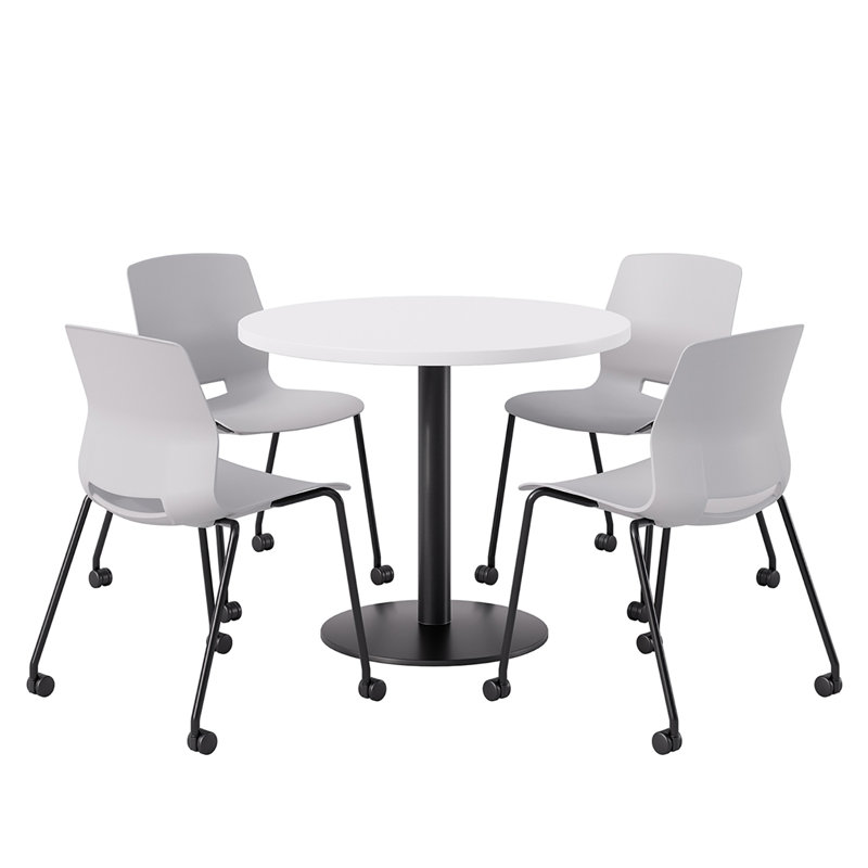 Ensemble repas pour quatre personnes, Gris / noir, Blanc, H 29 po x L 36 po x l 36 po