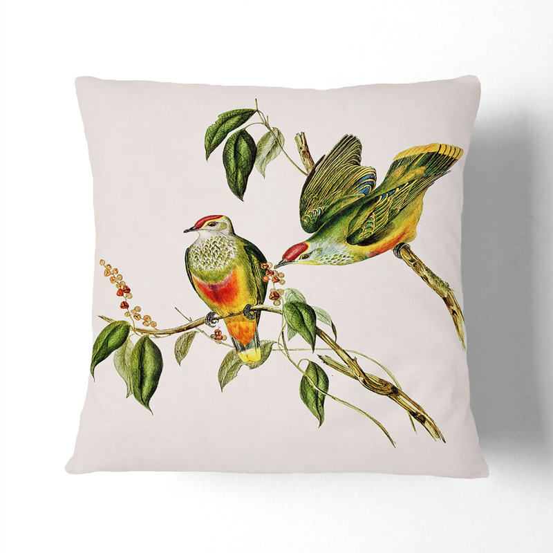 Swainson's Fruit Pigeons by Elizabeth Gould Cushion with Filling, Stone, 40cm H x 40cm W x 15cm D