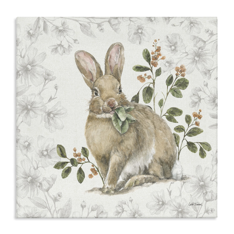 "Floral Garden Bunny", art mural par Leslie Trimbach, H 17 po x l 17 po