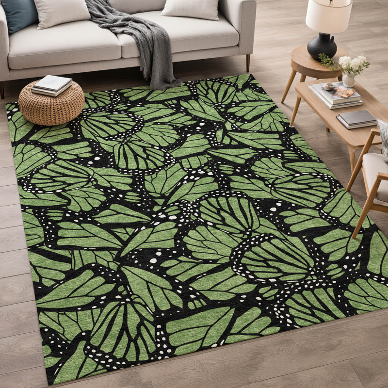 Tapis intérieur / extérieur lavable à la machine Chantille ACN2846, Vert, 10 pi x 14 pi