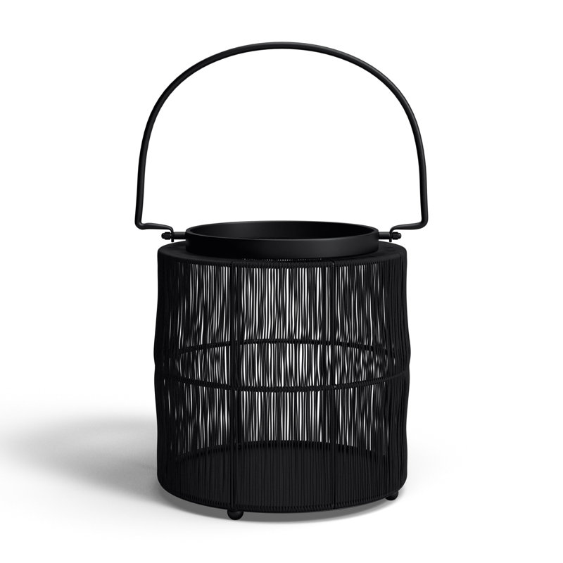 Wire Tabletop Candle Black Lantern with Handle for Indoor and Outdoor Use, 10.25" H x 10" W x 10" D