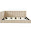 Lit de jour beige rembourré pleine grandeur - Style classique moderne, rehausse la chambre à coucher, avec élégance en velours de lattes, s'adapte à la chambre à coucher, support