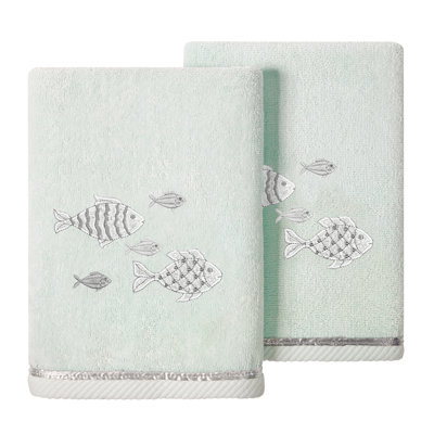 FIGI 2PC Embellished Hand Towel Set Turkish Cotton Hand Towel