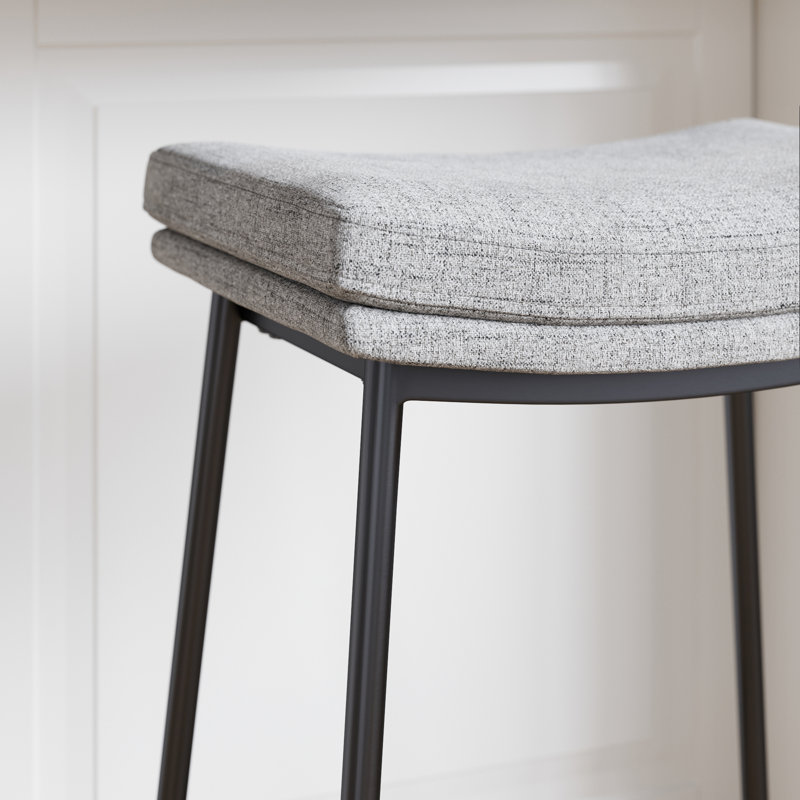 Upholstered Counter Height Saddle Bar Stool, 1, Gray