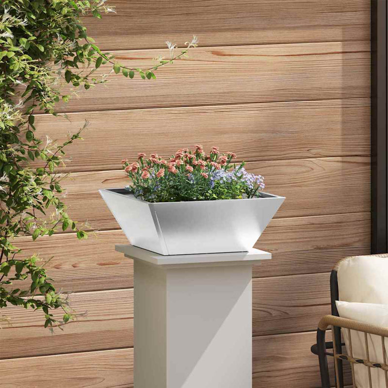 Garden Planter Decor Metal Trapezoidal Outdoor Modern Terrace Holder, 15cmH x 40cmW x 40cmD