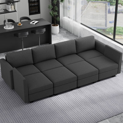 Modern 6-Seater Sectional Sofa With 2 Ottoman, Convertible U Shaped Sofa Couch With With Storage, Comfy Modular Sofa Couch For Bedroom, Living Room, Office