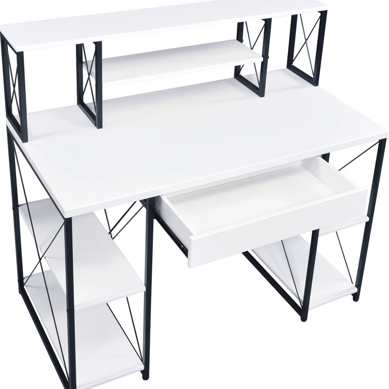 Bureau d'écriture moderne blanc et noir avec configuration de tablette pratique et pratique