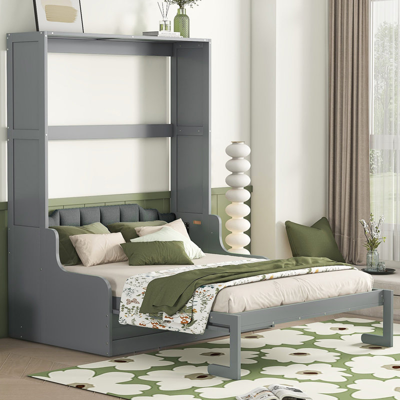 Lit escamotable mural Murphy avec coussin, Gris