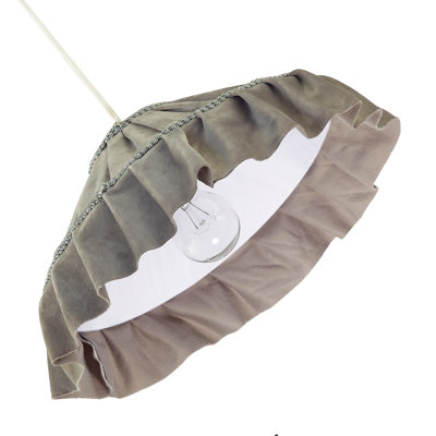 16cm H Velvet Dome Pendant Shade ( No Direct Attachment Method ) in Grey