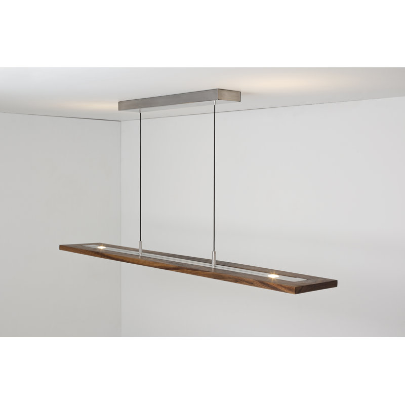 Vix Dimmable LED Pendant, 2700K, 0.75" H x 34" W x 8" D, Oiled Walnut