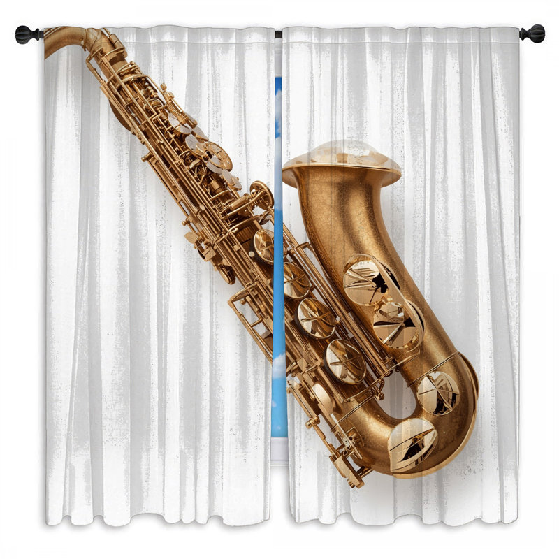 Rideau doré obscurcissant pour saxophone et obscurcissant - 2 panneaux, 40in x 61in - 2 panels, Room Darkening