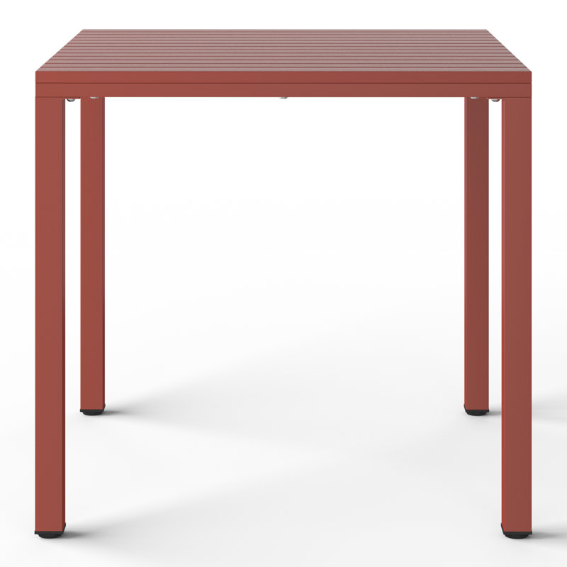Table de salle à manger d'extérieur carrée 31,5 "avec structure en métal Jackqueline, Rouge