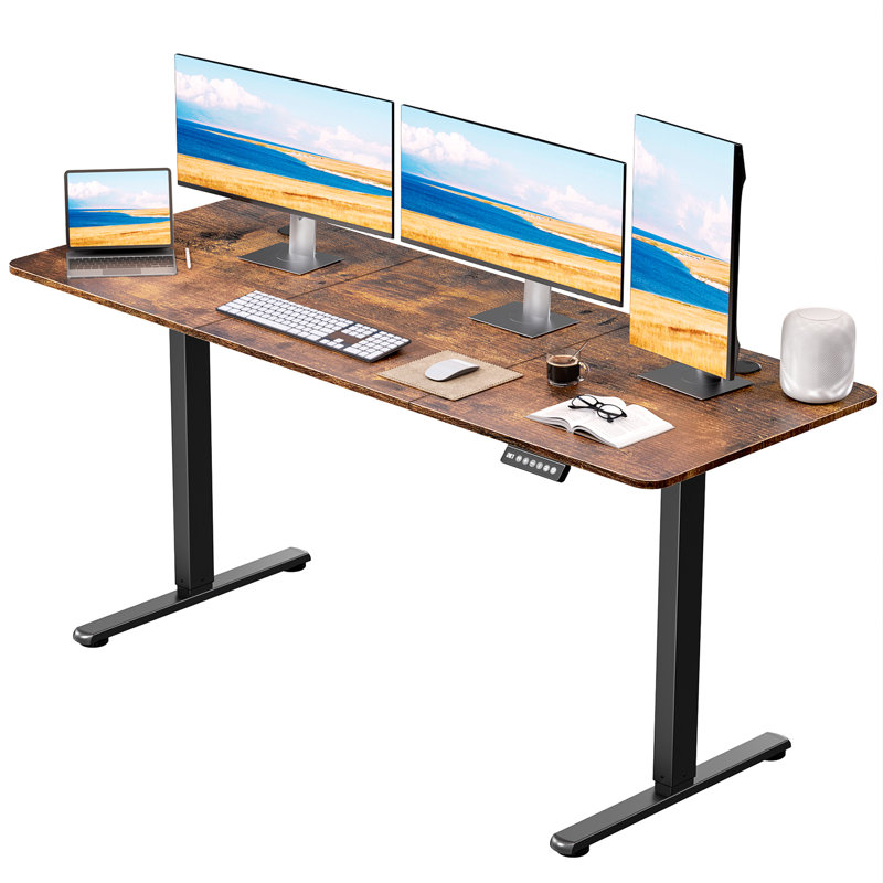 Bureau debout à hauteur maximale - Bureau à hauteur réglable, Brun, H 46,5 po x l 63 po x P 23,6 po
