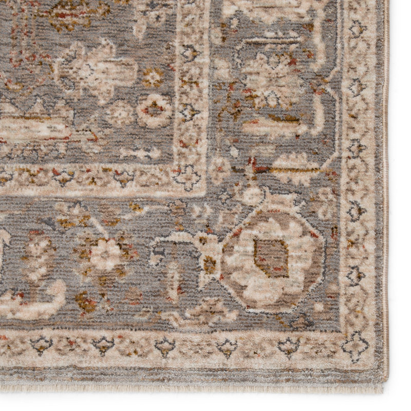Oriental Gray Area Rug, Runner  3' x 8'