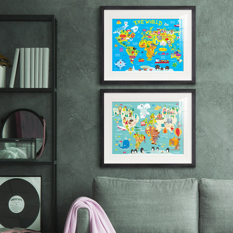 Reproduction de photo sur toile, Papier avec cadre argenté, Blanc mat