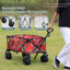 Utilitaire utilitaire de jardin pliable couleur chariot de camping pique-nique extérieur chariot de plage, rouge