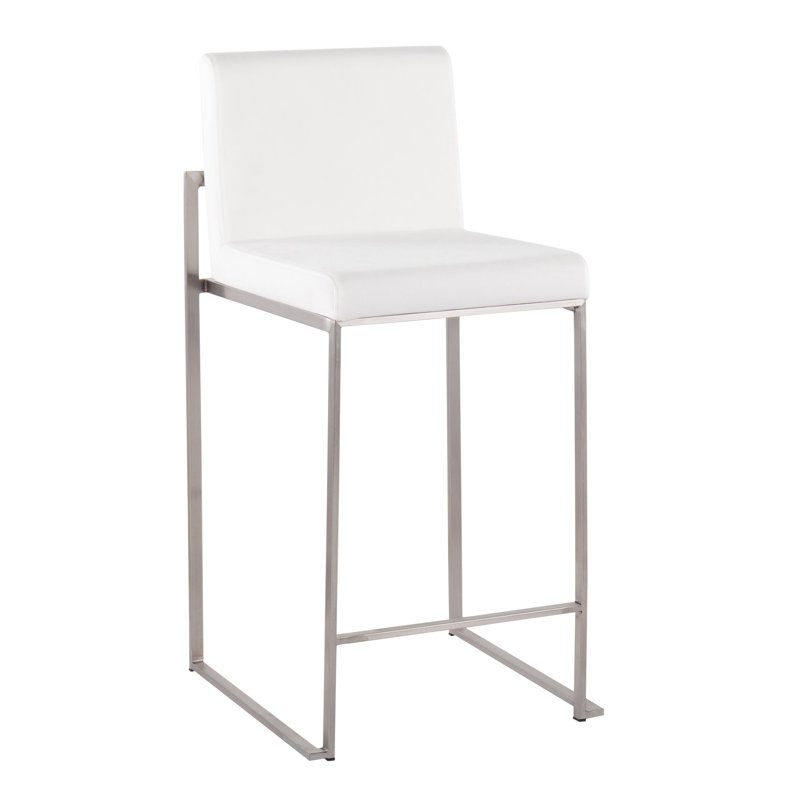 Contemporary Counter Stool, Siège blanc / cadre gris, 3