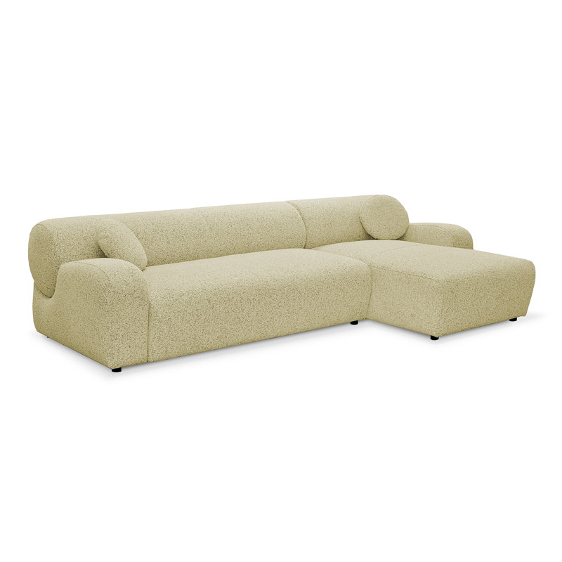 4 Seater Corner Sofa, Light Yellow, Right Hand Facing
