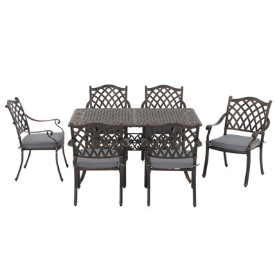 Cherel 6 - Person Rectangular Outdoor Dining Set With Cushions