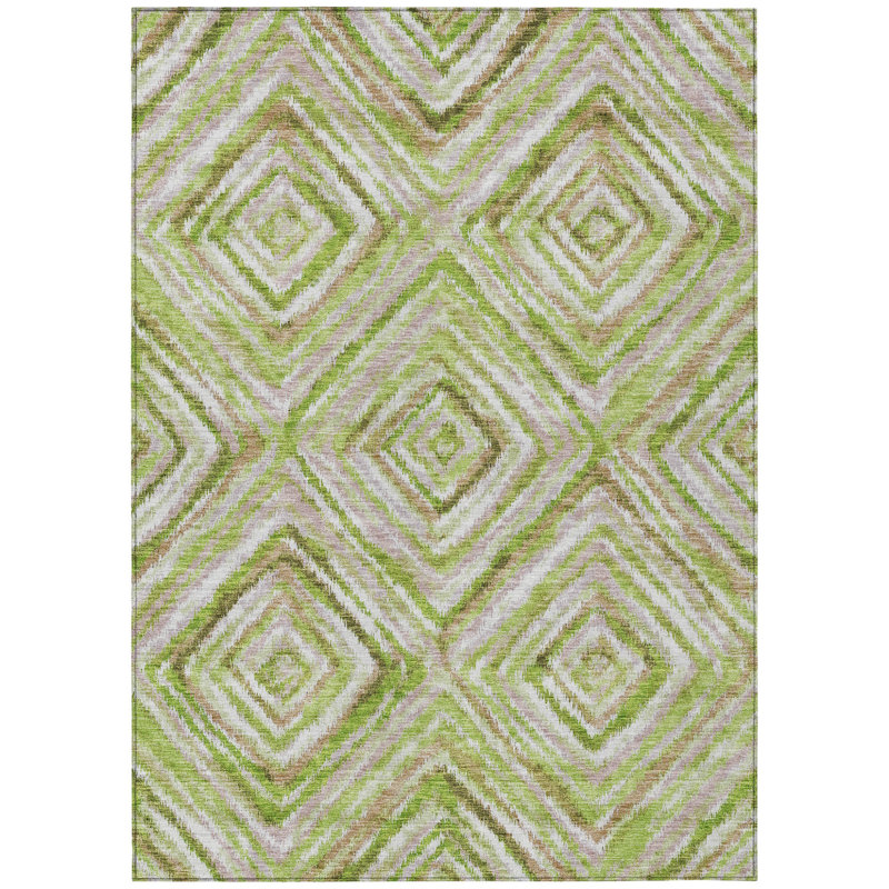 Tapis intérieur / extérieur géométrique lavable 9 pi x 12 pi vert et brun artichaut