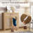 Rattan Buffet Sideboard Cabinet with Storage, Boho Accent Console Table Cabinets with Drawer Doors Adjustable Shelf, Rattan Credenzas Coffee Bar Sideboards