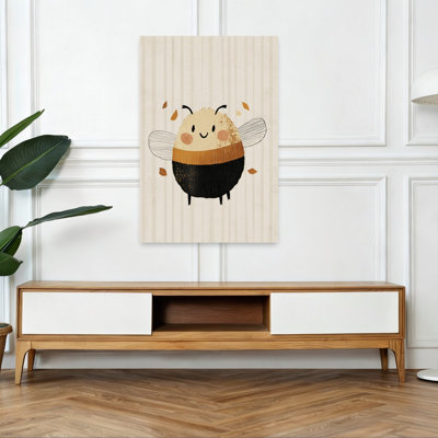 «Happy Little Bee Playful Contemporary Bee Autumn», reproduction d'art murale