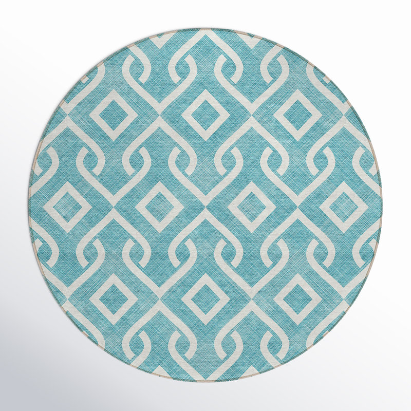 Kaylani Washable Geometric Indoor / Outdoor Rug, Round 8'