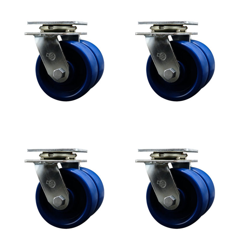 Ensemble de roulettes pivotantes doubles en polyuréthane 5 pouces avec roulettes SCC