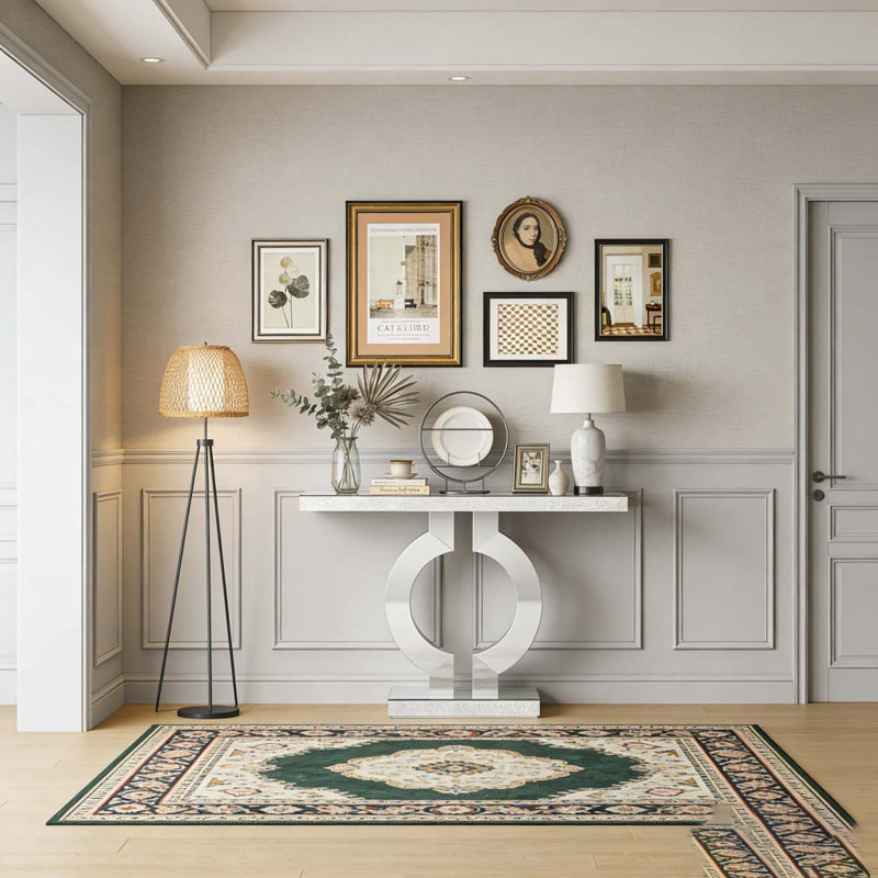 Table de salle à manger en miroir, table de canapé, console