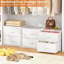 Lot de 3 tiroirs de rangement empilables, organisateur de placard à 6 tiroirs, commode en tissu blanc avec structure en métal et plateaux en bois pour chambre, salon et garde-manger