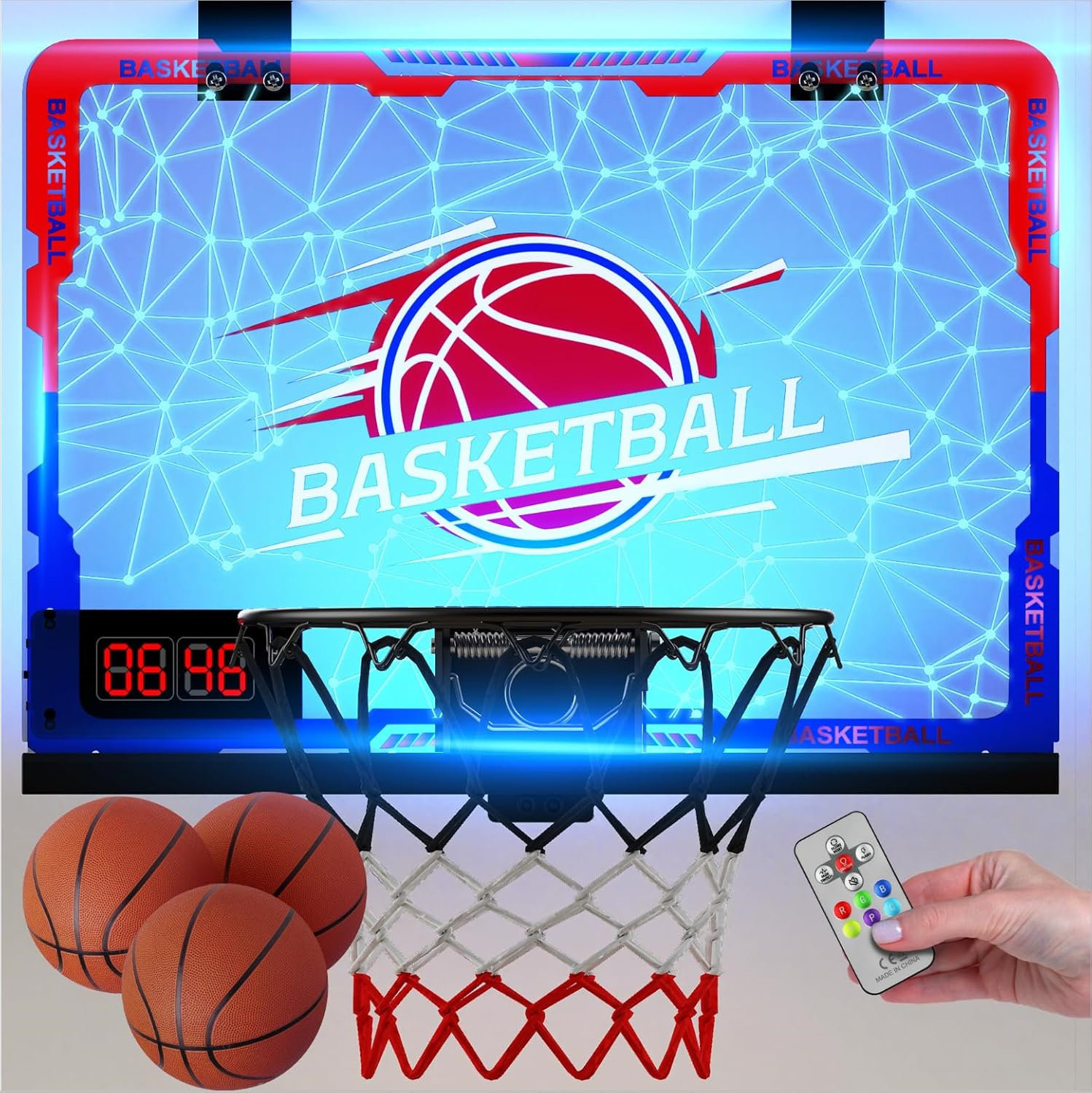 Panier De Basket Miniature Suspendu - Set Avec Ballon Et Pompe, Jeu D'intérieur Pour Enfants, Bureau Ou Chambre