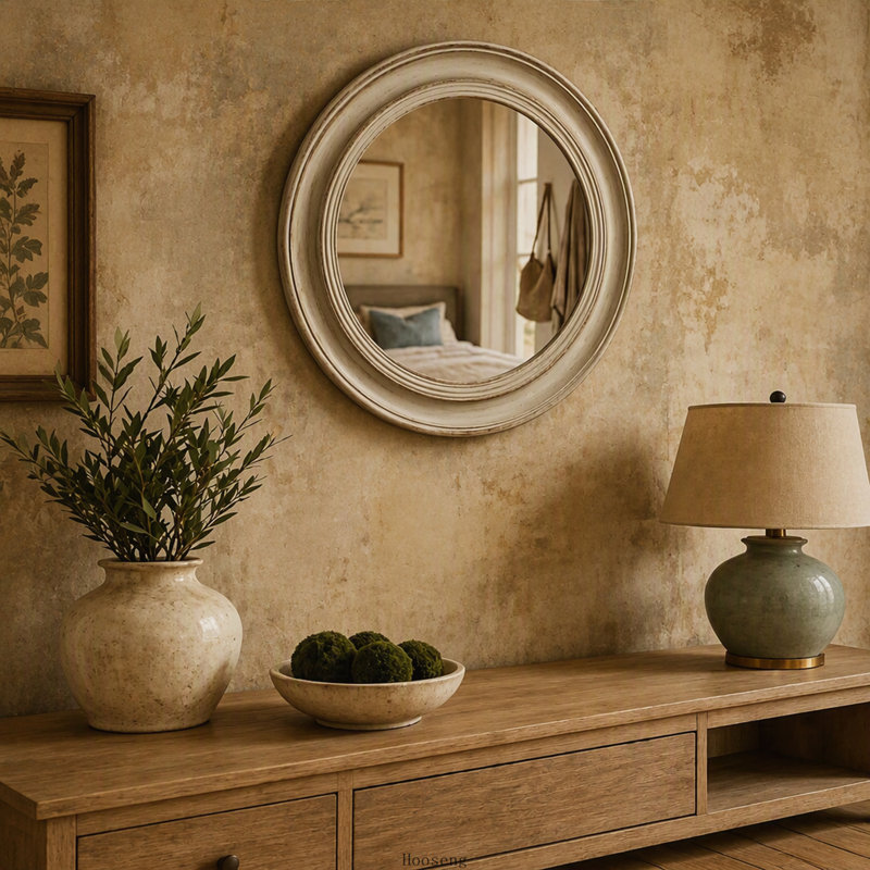 Miroir mural vintage rétro, cadre en fer argenté brossé, miroir mural décoratif rétro pour entrée, salon, chambre à coucher