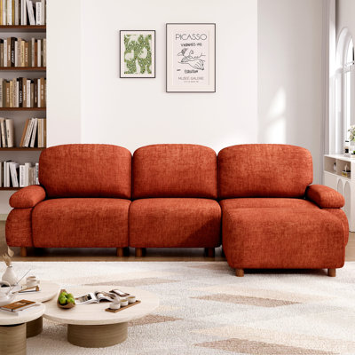 Canapé modulaire de 111 po, canapé modulaire, canapé en L revêtu de chenille avec repose-pieds amovible 111 po