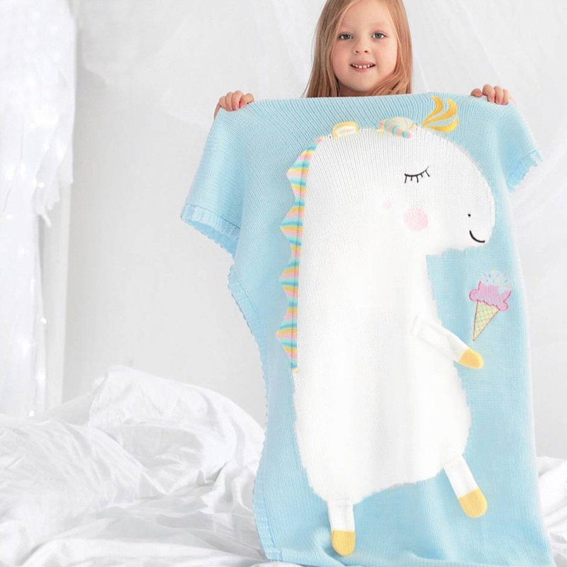 Ensemble de literie en tricot de licorne Encino, Aqua