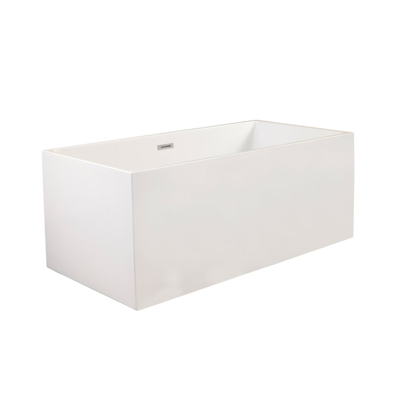 Persephone 59'' White Acrylic Freestanding Soaking Bathtub