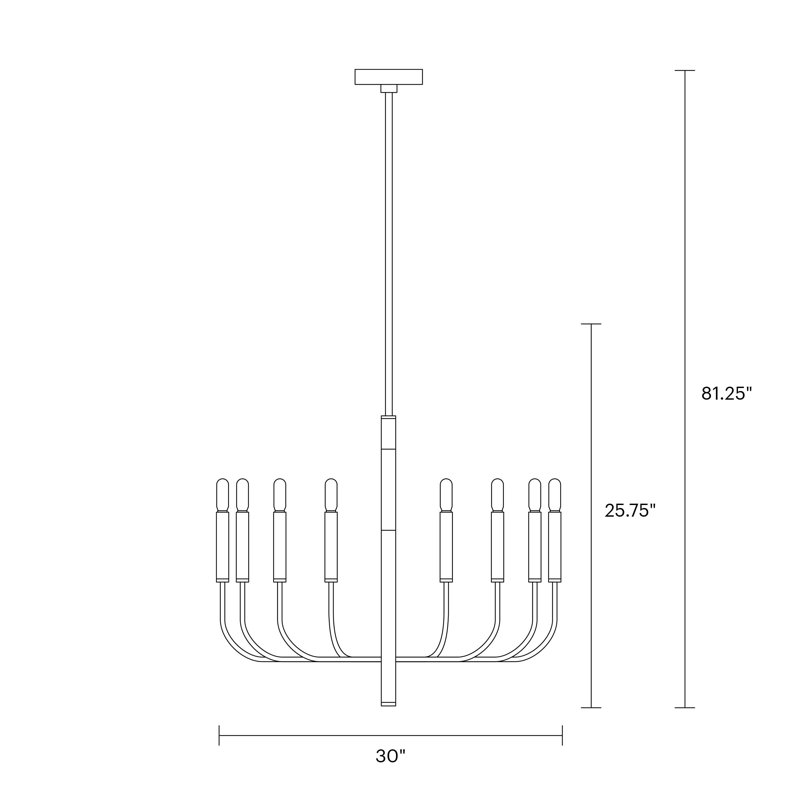Tedder 9-Light Chandelier, Nickel poli