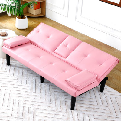 Pink 67-inch Bed With Cup Holder And Fabric For Long - Lasting Use 67 , , 2