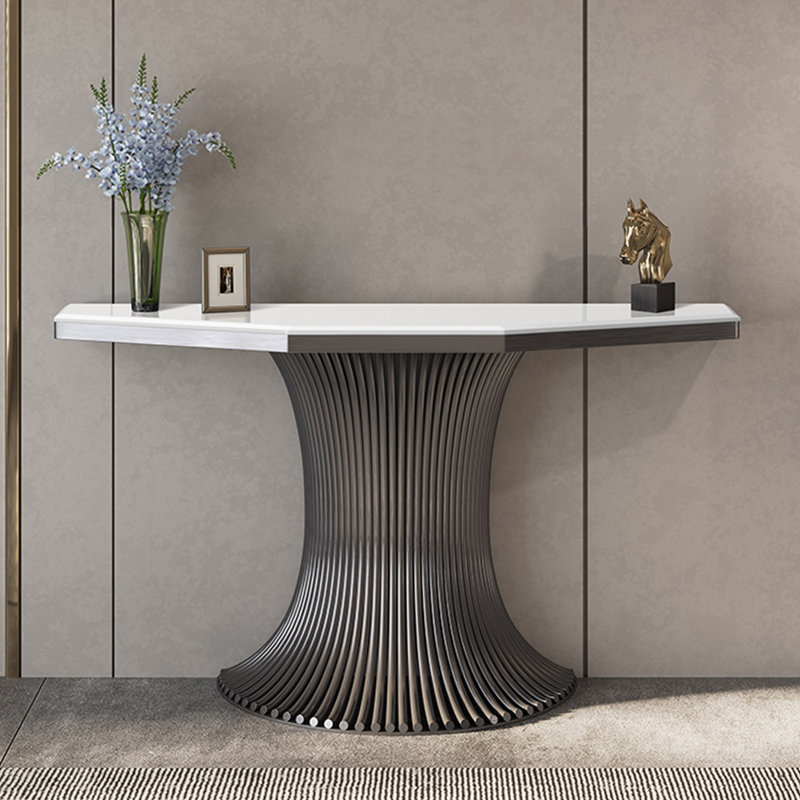 Console de style italien moderne et luxueuse, H 33,5 po x l 54,3 po x P 15 po, Gris