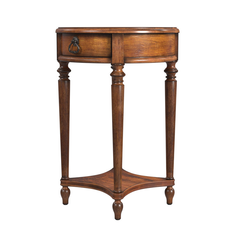 Jules 1 Drawer Round End Table with Storage, Light Cherry