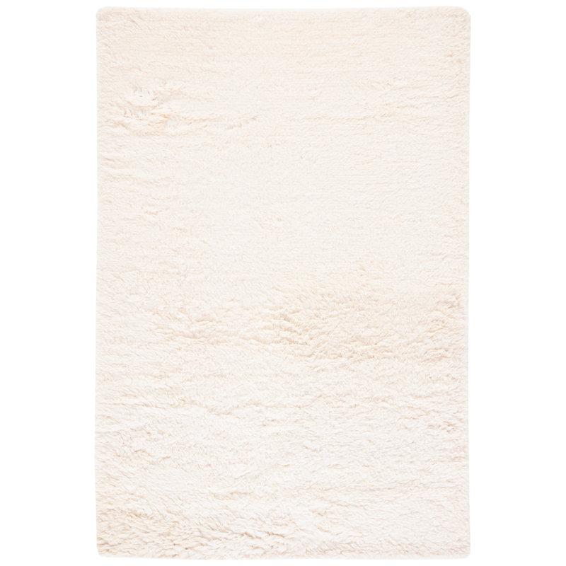 Tapis ivoire en laine / coton tissé à la main Crispo, Rectangle 8 pi x 10 pi